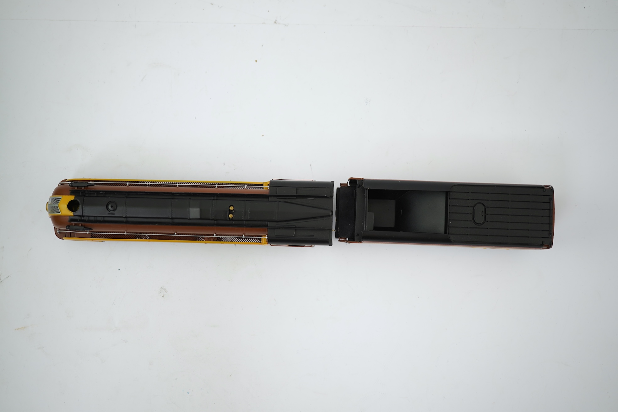 A boxed HO gauge Overland Models Inc. model of Union Pacific P77, 2906, streamlined 4-6-2 locomotive with bogie tender, powered for two rail operation.